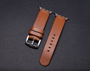 Minimalist Apple Watch light brown leather strap