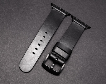 Correa de piel negra minimalista del Apple Watch para Apple Watch Series 1/2/3/4/5/SE/6/7/8/Ultra