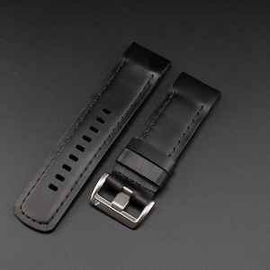 Handmade Black Buttero Leather, Garmin Quick Fit Watch Band, Full Grain, Vegetable Tanned, Custom Sizes and Personalization
