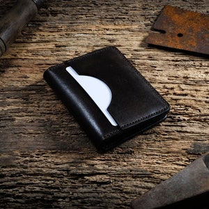Cartera de cuero pequeño, billetera bifold, billetera delgada, cartera de 5 bolsillos, billetera minimalista, cartera de cuero de los hombres, cartera de regalo, soporte de la tarjeta de cuero.2