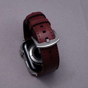 Apple Watch leather padded strap, Burgunde Koala leather, leather padded watch strap, elegant leather watch strap, iwatch leather strap