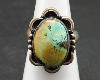 Very Old Ottoman Empire Style Turquoise Stone Floral Oval