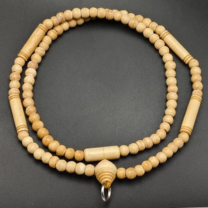 Vintage Tibetan Yak Bone Prayer Mala Beads Necklace Amulet #CP1194
