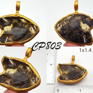 Wonderful Ancient Roman Patina Glass Fish Design Gold Gilding Pendant #CP803c