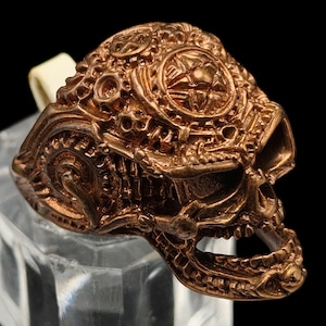 Handmade Gothic Tribal Evil Skull Magic Star Skeleton Biker Copper Ring Size 8 US #CP1210c