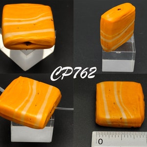 Beautiful Islamic Mosaic Paste White Pattern Yellow Glass Egypt Square Bead #CP762c