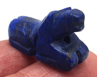 非常に希少なエジプトのファラオの墓のラピスラズリ石彫刻の虎ビーズ