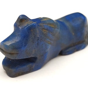 Seltene natürliche Lapislazuli geschnitzte Löwenfigur Heilung verzierte Statue # WEP481