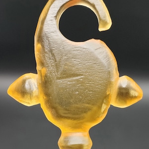 Rare Carved TRI-ARROW PYU Shan Tribal Art Yellow Glass Pendant Jewelry #CP1106c