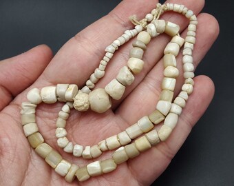 Strand Vintage Handmade Natural Jelly White Agate Bead Afghanistan #CP72c