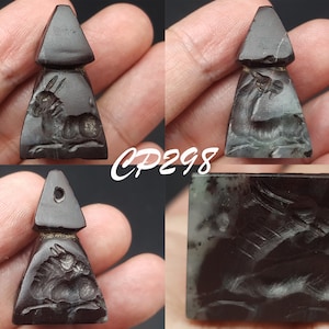 Wonderful Ancient Near Eastern Sassanian Deer intaglio Stone Tower Seal Stamp #CP298c