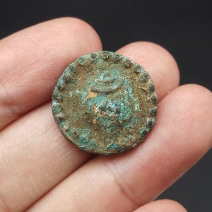 Unique Ancient Conch Samrit Bronze Dvaravati Period Coin Thai Burma #CP407c