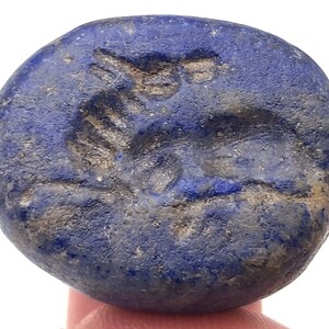 Antico timbro intaglio cavallo sasanide lapislazzuli del Vicino Oriente perlina a cupola #CP230c