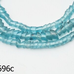 Lot 15 NAGALAND Aqua Blue Glass Tibetan Nepal Coin Disc Beads Handmade #UK432a 