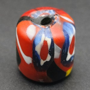 Rare African Trade Venetian Millefiori Floral Tube Red Islamic Glass Bead #CP984c