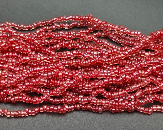 Ancient Nagaland Pastel Ruby Red Glass Beads Trad… - image 4