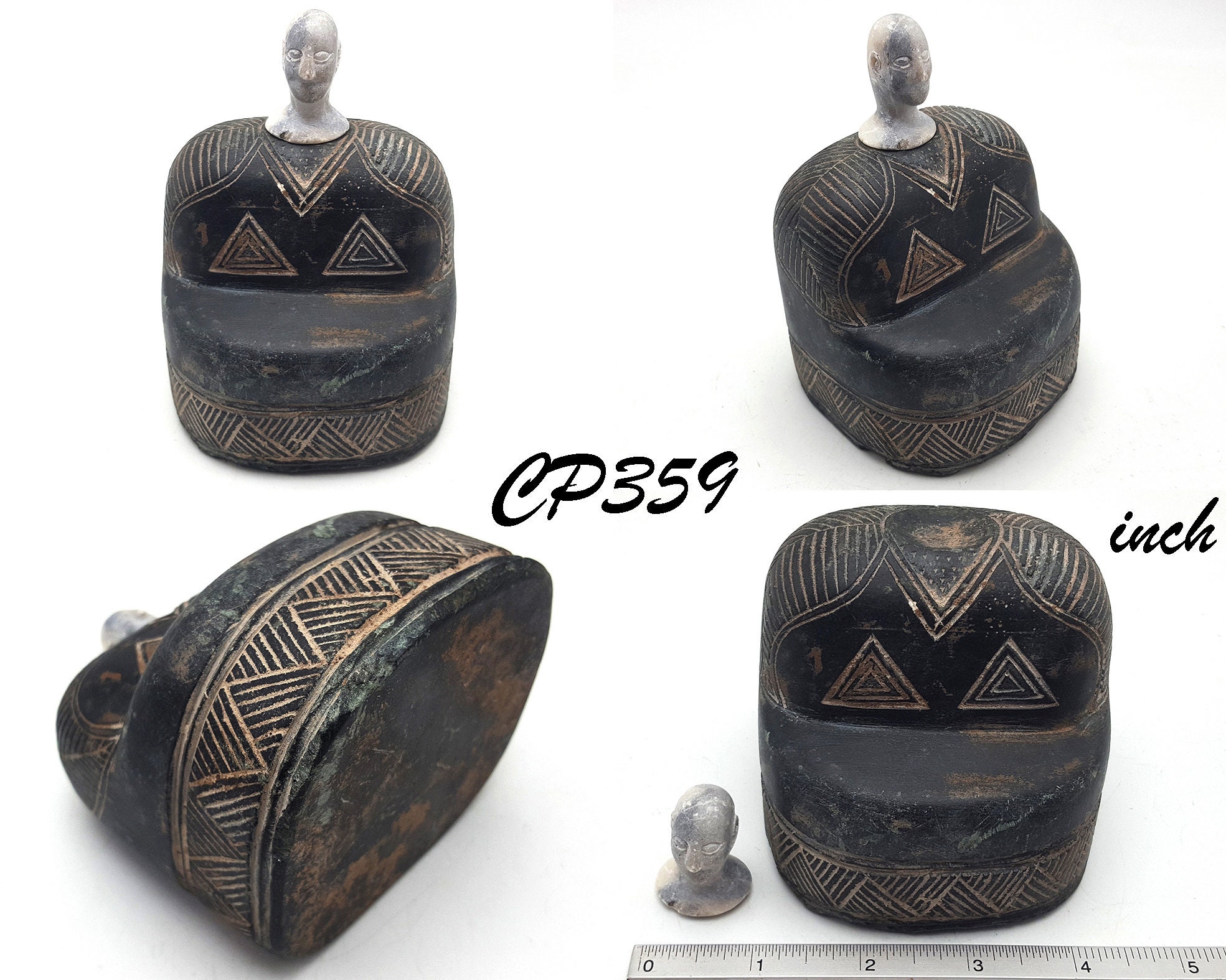 大型古代バクトリア緑泥石マルギアナ複合石アイドル像置物古い希少品