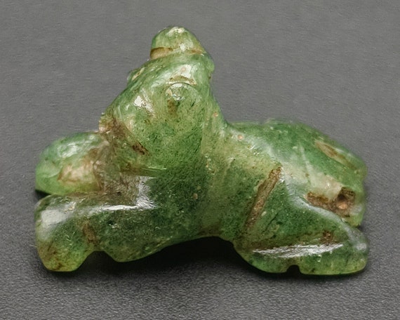 Ancient Egyptian Natural Jade SPHINX TIGER Hand Carved Bead