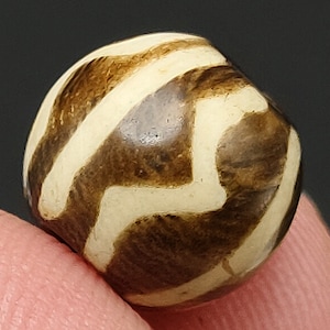 Ancient Old PYU Culture Burmese PUMTEK Style Stripe Pattern Round Bead #CP473c