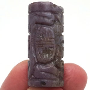Perlina cilindrica con sigillo intagliato con scrittura araba in sodalite insolita #CP753c