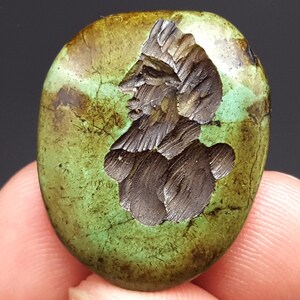 Cuenta de piedra turquesa con cara de emperador romano, tallada a mano, estilo antiguo, n.° CP773c
