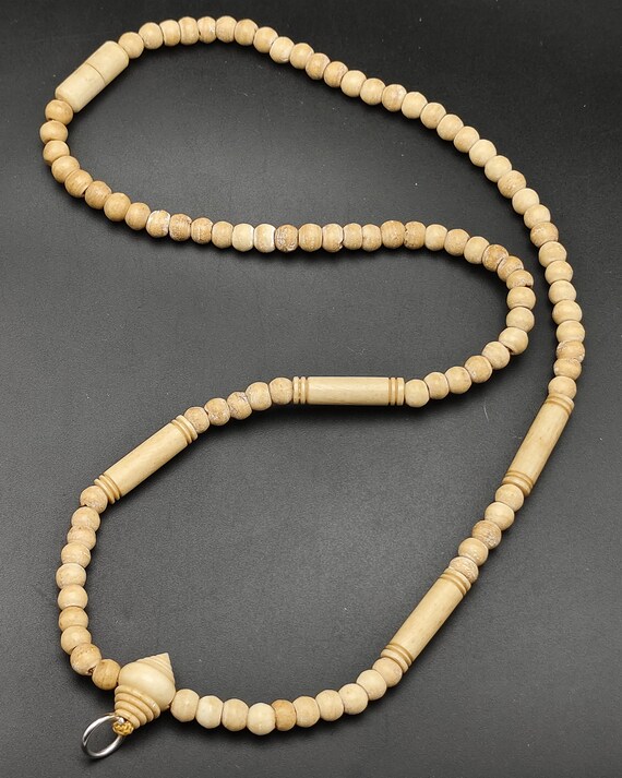 Tibetan Yak Bone Turquoise & Coral Inlaid Medicine Mala Prayer Bead Necklace main image 1