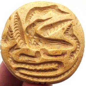 Bellissimo timbro con sigillo inciso a forma di uccello in pietra intagliata d'epoca del Vicino Oriente #CP732c