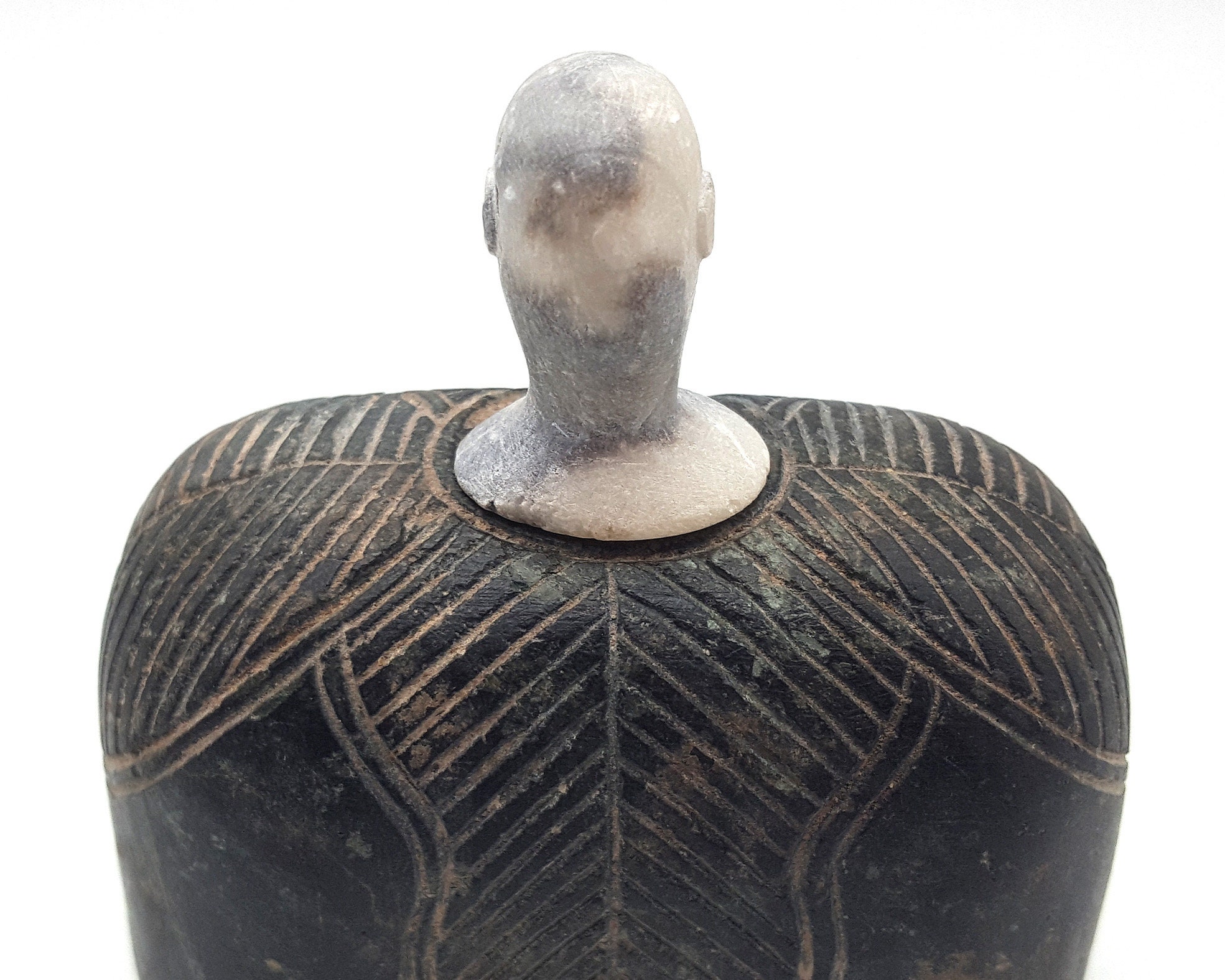 大型古代バクトリア緑泥石マルギアナ複合石アイドル像置物古い希少品