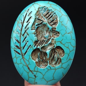 Wonderful Ancient OLD Roman King Turquoise Stone Intaglio Seal Stamps Bead #CP180