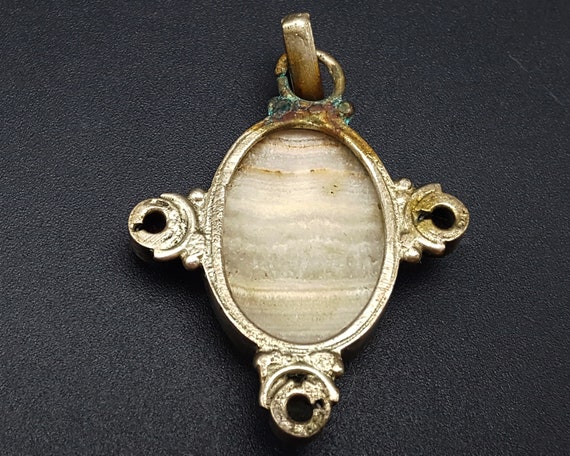Antique Layered Agate Colorful Gems Pendant #CP77… - image 4