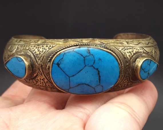 Stunning Turkoman Bracelet Cuff With Intaglio Flo… - image 2