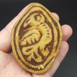 Meraviglioso antico timbro da collezione con intaglio di pietra di uccelli della valle dell'Indo #CP321