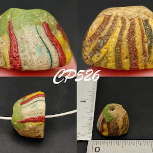 Oude kleurrijke Indonesische Jatim Oost-mozaïekglas Afrikaanse handelskraal #CP526c