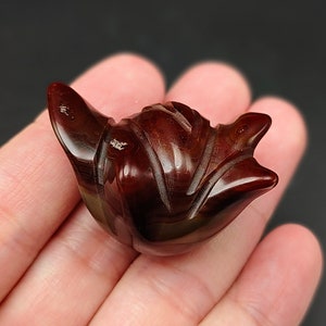 Ancient PYU Natural Brown Agate Carved Tulip Flower Bead #CP811c