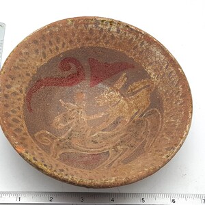 6" Wonderful Bowl Persian Islamic Pottery Centuar & Horse Stoneware Designs Terracotta #CP242c image 5