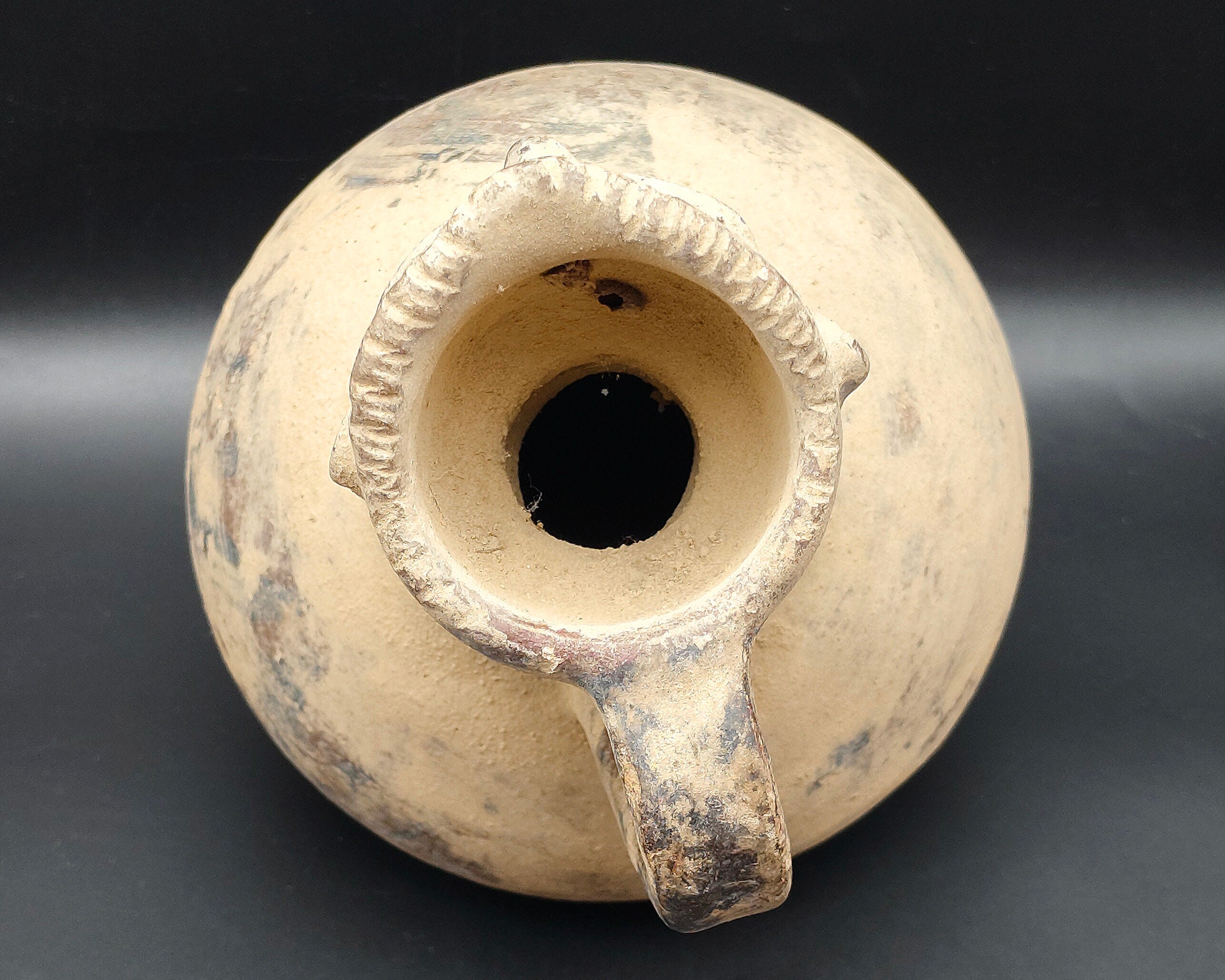 彩色陶器　テラコッタ 二口水差し　アンティーク 8インチ 古代インダス文明の粘土テラコッタ偶像陶器容器水差し