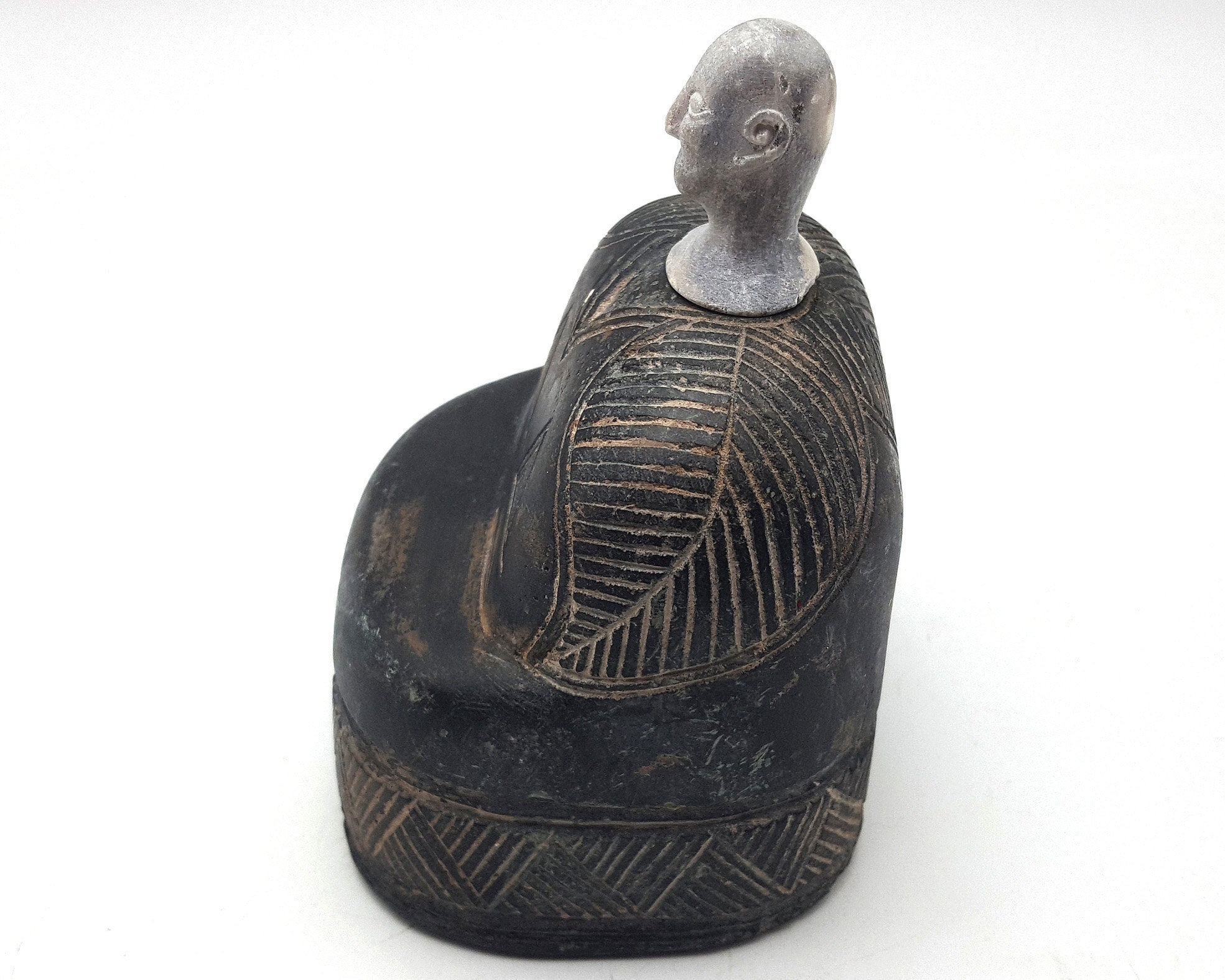大型古代バクトリア緑泥石マルギアナ複合石アイドル像置物古い希少品