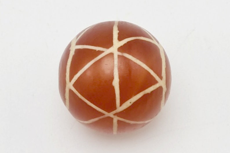 Ancient Style PYU Culture Style Etched Striped Star Panel Carnelian Bead #US8944c