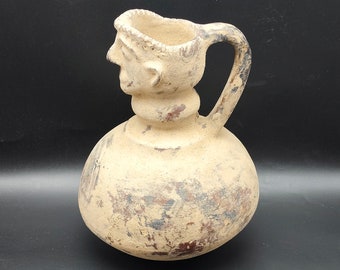 彩色陶器　テラコッタ 二口水差し　アンティーク 8インチ 古代インダス文明の粘土テラコッタ偶像陶器容器水差し