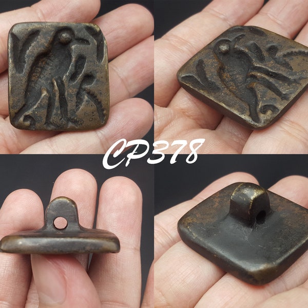 Rare Ancient Old Roman Museum Quality Bird Intaglio Carving Bronze Stamp #CP378