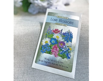 Wildflower Wedding Favor Seed Packets - Personalize with your Names & Date - Unique Metallic Label - 3.99 per packet