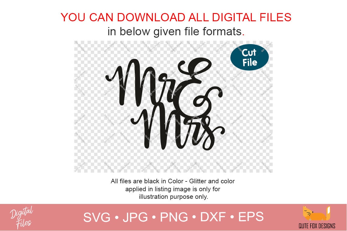 Cake Topper SVG Mr and Mrs Cake Topper SVG File Wedding - Etsy