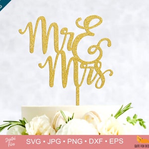 Cake Topper SVG - Mr and Mrs Cake Topper SVG file, Wedding Cake Topper SVG Cut files for Cricut, Instant Download cake top svg,png,jpg