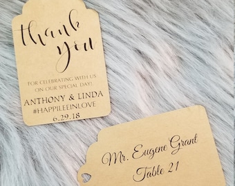 Personalized Escort Cards/Tags for Wedding guest seats*  50 Printed Escort tags - Double side * Wedding favors- Customize Thank you