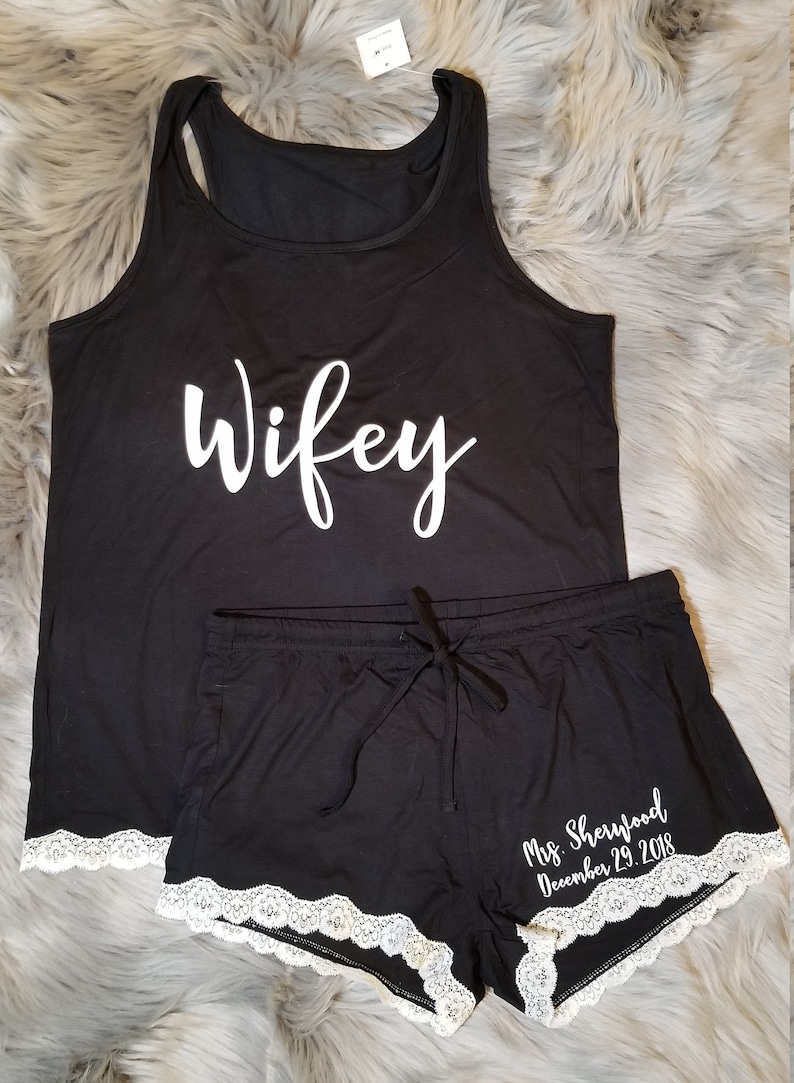 Personalized Wifey Comfy Pajama set Personal Mrs. with Etsy