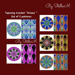 PATTERN: Arrows - Set of wayuu mochila patterns - wayuu bag pattern - mochila bag pattern - tapestry crochet pattern CHARTED pattern