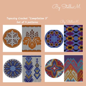 PATTERN: Compilation 3 - Set of wayuu mochila patterns wayuu bag pattern - mochila bag pattern - tapestry crochet pattern CHARTED pattern