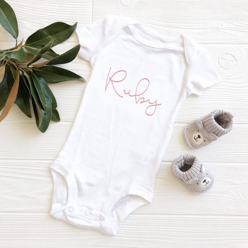 New Baby Announcement Personalised Baby Grow With Cute Font Handmade Personalised Keepsake Gift Cookie Dough Kids