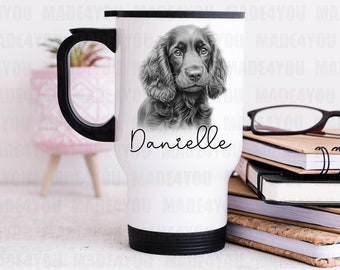 Personalized Cocker Spaniel Travel Mug, Insulated Flask