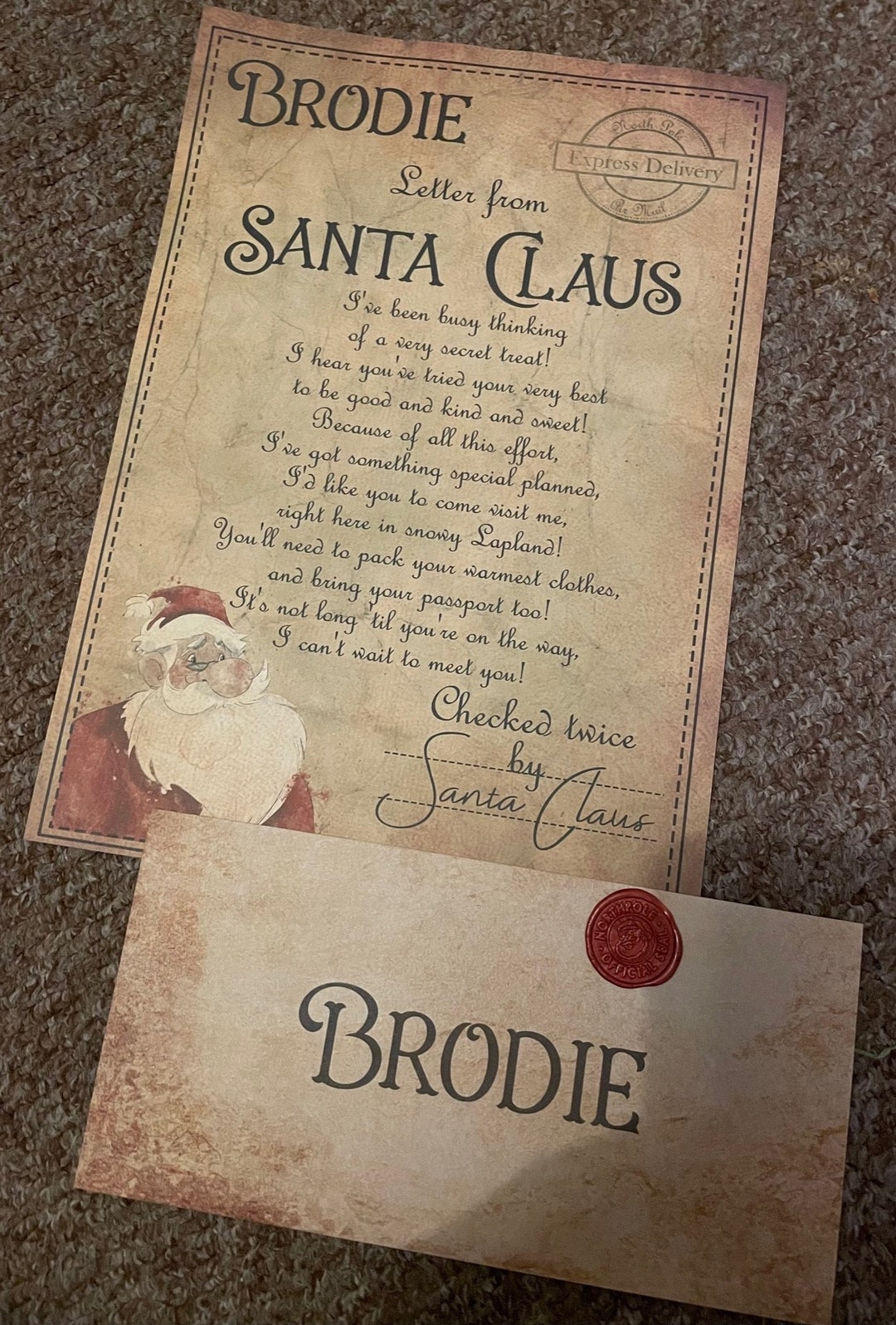 Personalised Official Santa Lapland Letter, Letter From Father